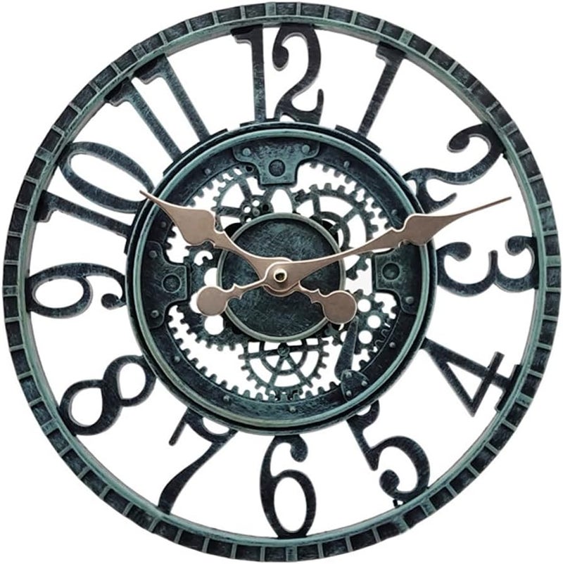 YTAONS Outdoor Wall Clock for Garden, Patio and Deck, 12in Garden Clock Waterproof Clocks -Not Silent (Turquoise-A) - Image 1